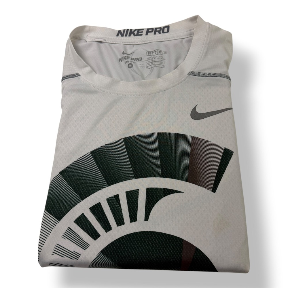 Nike Pro Mens Michigan State Spartans Dri-FIT Fitted Training Shirt White Size M